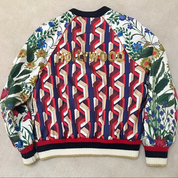 Gucci - Appliquéd Printed Silk-twill Bomber - Picture 3 of 5